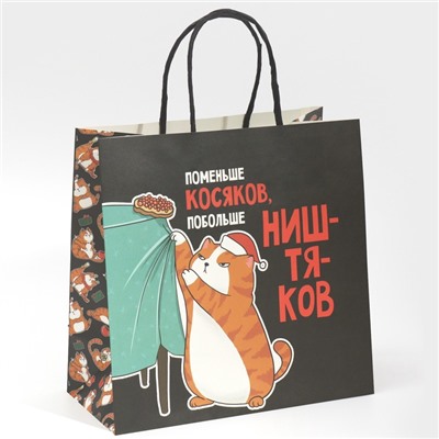 Пакет подарочный новогодний «Косяки наше всё», 22×22×11 см