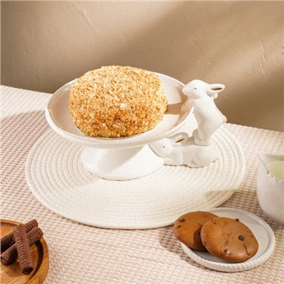 Блюдо сервировочное керамическое SL Home «Лесные кролики», 30.5×25×15.5 см, цвет белый