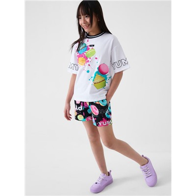 Комплект трикотажный для девочек: фуфайка (футболка), шорты