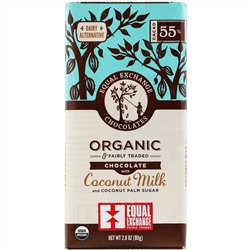 Equal Exchange, органический шоколад с кокосовым молоком и кокосовым сахаром, 55% какао, 80 г (2,8 унции)