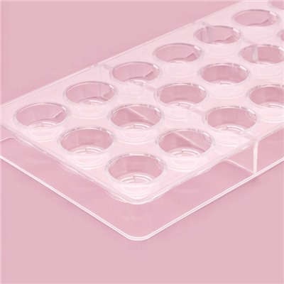 Форма для конфет и шоколада KONFINETTA «Тоффи. Круг», 27.5×17.5×2.5 см, 21 ячейка 2.5×1.5 см, прозрачная