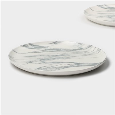 Тарелки Magistro Real Marble, d=26 см, набор 2 шт., фарфор, белые