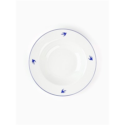 Тарелка суповая керамическая «Ласточка», d=22.4 см, ручная работа