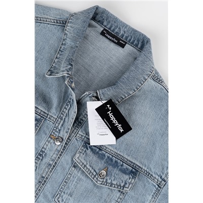 Женская удлиненная джинсовая куртка оверсайз Happyfox