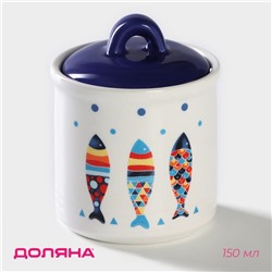Сахарница-солонка Доляна «Емеля», 150 мл, d=7 см, доломит, белая, синяя