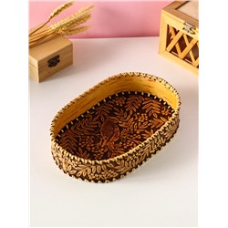 Сухарница традиционная «Птичка в рябине», 23×15×4.5 см, береста