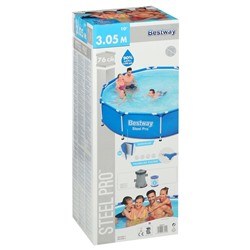 УЦЕНКА Бассейн каркасный Steel Pro, 305×76 см, фильтр-насос, круглый, 56679 Bestway