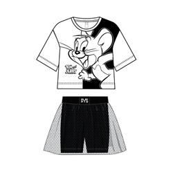 Комплект трикотажный для девочек: фуфайка (футболка), юбка-шорты