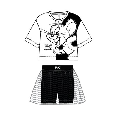 Комплект трикотажный для девочек: фуфайка (футболка), юбка-шорты