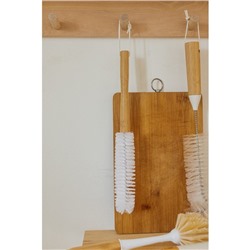 Щётка для посуды Доляна Meli, 30×7 см, бамбуковая ручка, замшевая петелька