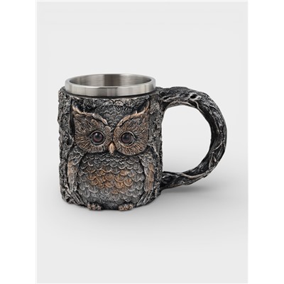 Кружка средневековая «Сова», 400 мл, нержавеющая сталь, серебристая