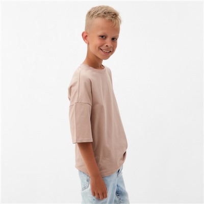 Футболка детская MINAKU:Basic line kids, бежевая, рост 122-128 см