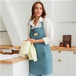 Фартук «Этель» ECO turquoise, 60×70 см, 100% лён, 245 г/м²