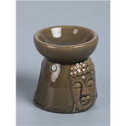 УЦЕНКА Аромалампа для эфирных масел керамика «Лик Будды», серая, 8×8×9 см