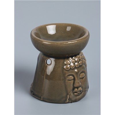 УЦЕНКА Аромалампа для эфирных масел керамика «Лик Будды», серая, 8×8×9 см