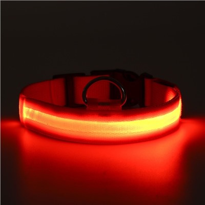 Ошейник, размер L, ОШ 45-52×2.5 см, с подсветкой, 3 режима свечения, оранжевый