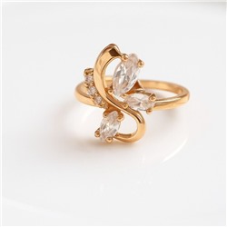 Кольцо 19 р ювелирная бижутерия коллекция "Дубай", вставка: фианиты, цвет: прозрачный, арт.313.384-19