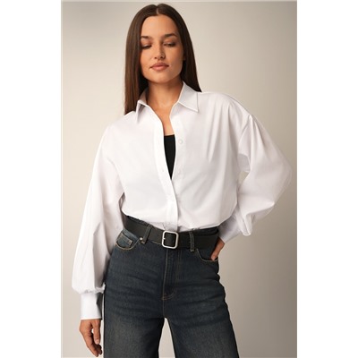 Женская удлиненная рубашка оверсайз с широкими рукавами Happyfox