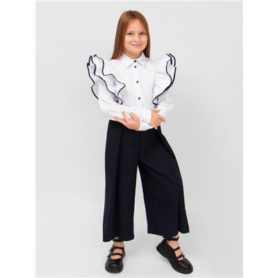 Блузка для девочки SP021 (Бело-синий)