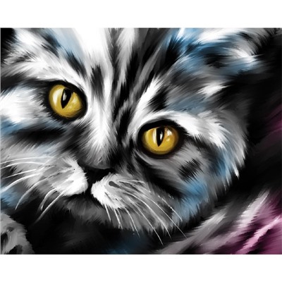 Алмазная мозаика с полным заполнением на холсте «Кот», 15×21 см