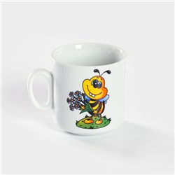 Кружка детская Добрушский завод «Пчёлы», 200 мл, фарфор, белая, рисунок МИКС