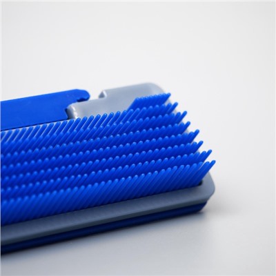 Пуходёрка, 10×15 см, с самоочисткой, пластик, синяя