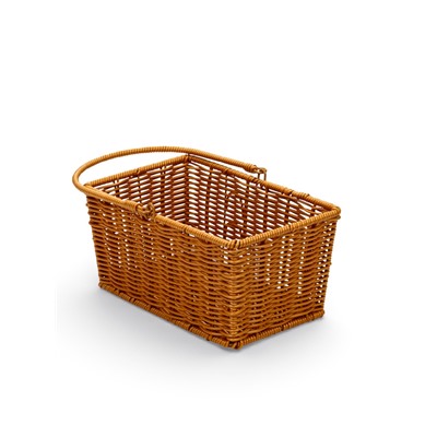 Корзина плетёная для хранения Fatum, с ручкой, пластиковая, коричневая, набор 2 шт.