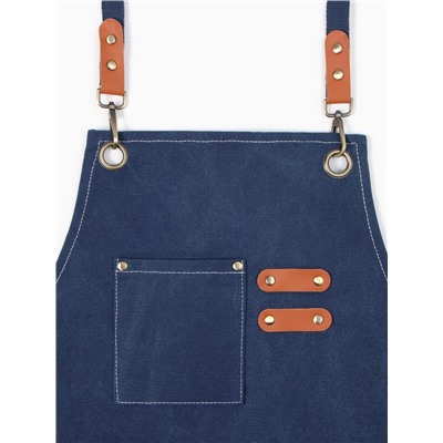 Фартук Этель с карманами, синий, 75×68 см, п/э 50%, хлопок 50%