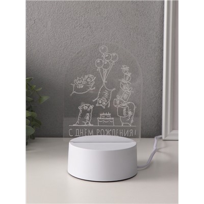 Светильник 3D RISALUX «Мопсы», LED-ночник, RGB, от сети, 9.5×11.8×17 см