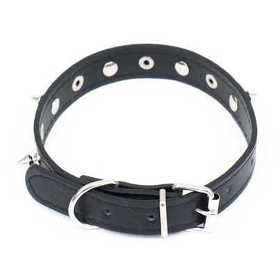 Ошейник «Лион» с шипами, 45×2 см, ОШ 34-40 см, искусственная кожа, чёрный