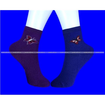 Лариса носки детские на девочку БАБОЧКИ внутри махра арт. ВА 50