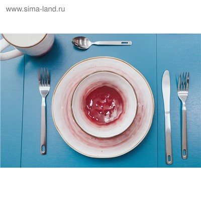 Тарелка Доляна «Космос», d=21.2 см, фарфор, белая, красная