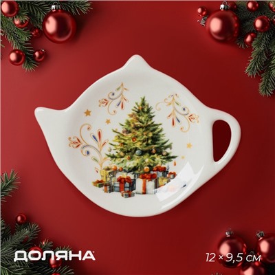 Подставка под чайный пакетик новогодняя Доляна «Волшебное дерево», 12×9×1.5 см