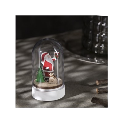 Светодиодная фигура под куполом «Дед Мороз» 6×9.5×6 см, дерево, батарейки LR1130×3 (нет в комплекте), свечение тёплое белое