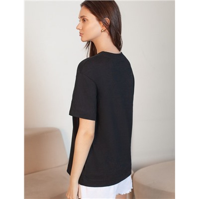 Футболка с принтом свободная из премиального 100% хлопка