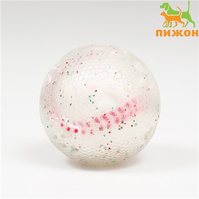 Игрушка для собак"Мяч бейсбол-косточки 2 в 1", TPR+винил,7.5 см, прозрачная/белая