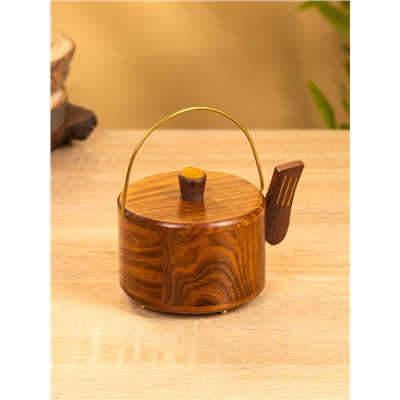 Подставка под горячее «Чайник», с золотыми вставками, набор 6 шт., 10×12×8 см, дерево шишам