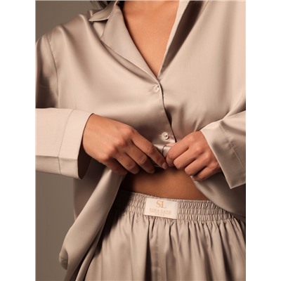 Пижама женская (рубашка, брюки) SL HOME Tensel Home, размер 48-50, серая