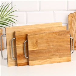 УЦЕНКА Набор досок разделочных «Прямоугольник», металлические ручки, 39×23×2 см, 33×20×1.8 см, 28×18 см