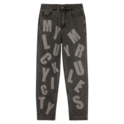 Брюки текстильные джинсовые утепленные флисом для мальчиков