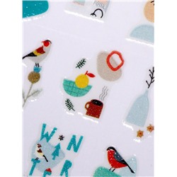 Наклейки для ногтей «Зимние птички», разноцветные