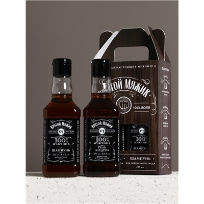 Подарочный набор ЧИСТОЕ СЧАСТЬЕ «Крутой мужик»: гель для душа и шампунь для волос, 2×250 мл