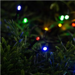 Гирлянда «Нить», 5 м, уличная, IP44, 50 LED, 2 режима, солнечная батарея, тёмная нить, свечение мульти