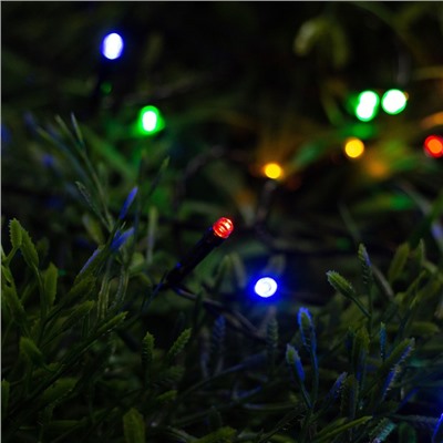 Гирлянда «Нить», 5 м, IP44, 50 LED, 2 режима, солнечная батарея, тёмная нить, свечение мульти