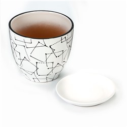 Горшок для цветов «Иллюзия», керамический, с поддоном, 5 л, белый с геометрическим орнаментом