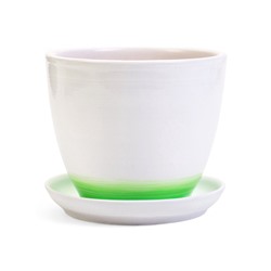 Горшок для цветов «Азия», 1 л, d=15 см, h=13 см, с поддоном, керамика, белый