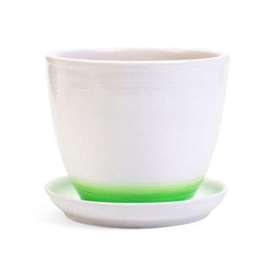 Горшок для цветов «Азия», 1 л, d=15 см, h=13 см, с поддоном, керамика, белый