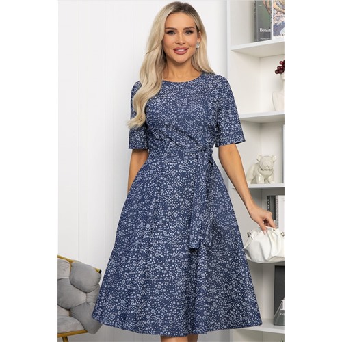 Платье Стиляги (синее) П13741-16М Размер 54 По факту размер 50-52