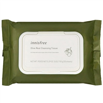 Innisfree, Очищающие салфетки с оливковым маслом, 30 шт.