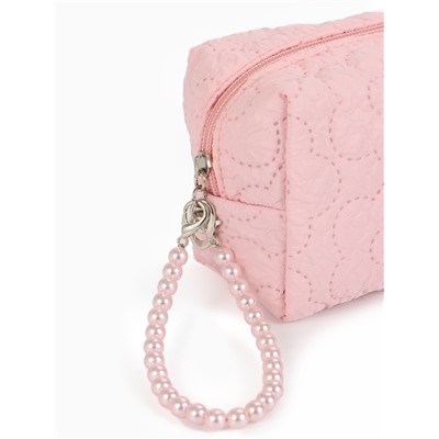 Косметичка женская «Цветочек», ручка из бусин, розовая